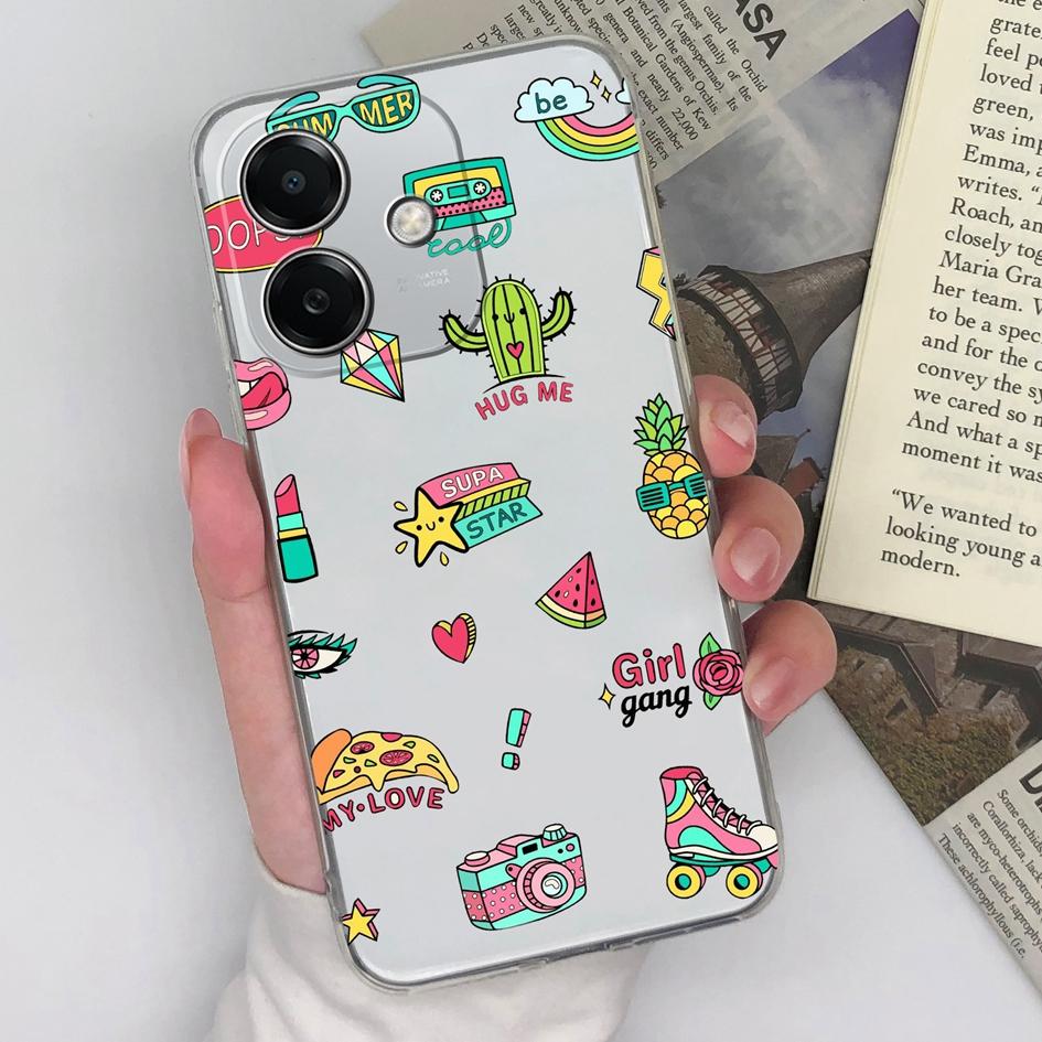 Back Cover For Oppo K12x 5G A3x Realme Narzo N63 13 Pro Plus Case Covers Anti Drop Clear Soft Silicone Fancy Funny Pattern Phone Bags Bumpers For Oppo