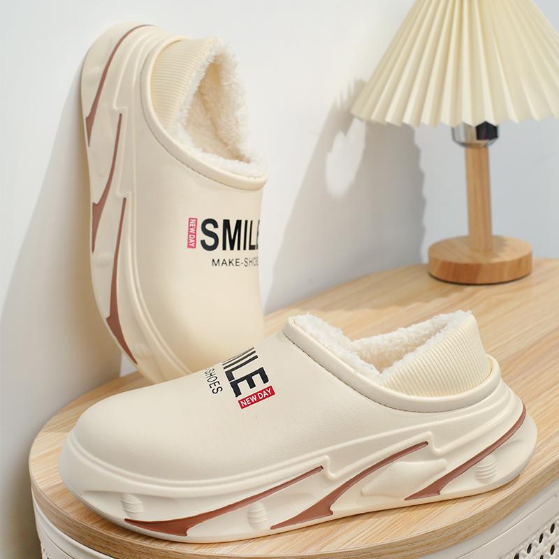 Fashion Winter Men's Slippers Warm Cotton Slides Wrap Heels Outdoor Snow Shoes New Men Women Bedroom Home Plush Slippers