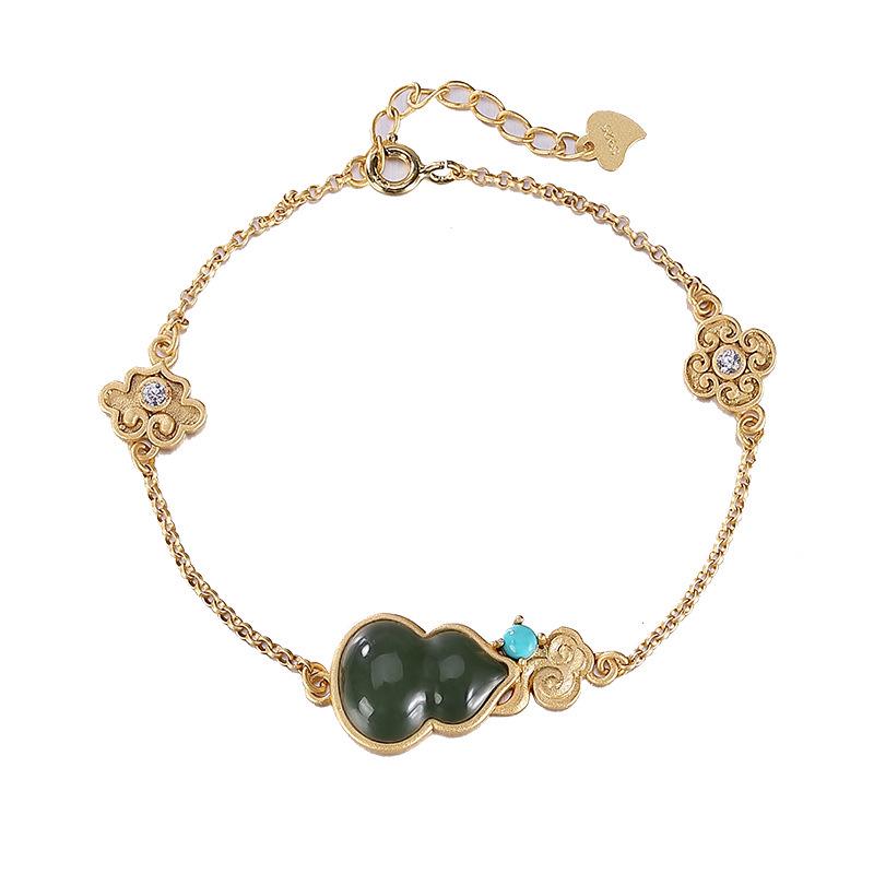 Браслет-кисточка из имитации нефрита Хэтянь, зеленого цвета, в ретро китайском стиле, с ювелирными изделиями в виде благоприятных облаков для женщин