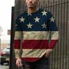 Футболки с флагом в уличном стиле, весна-осень, круглый вырез, длинный рукав, мужская спортивная одежда больших размеров, футболка больших размеров с винтажным принтом 3D