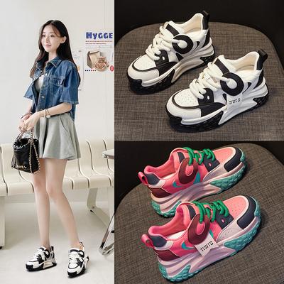 Папины кроссовки черно-белые с внутренней высотой подъема 2025 осень новые на платформе женские повседневные модные универсальные маленькие белые спортивные кроссовки модная обувь