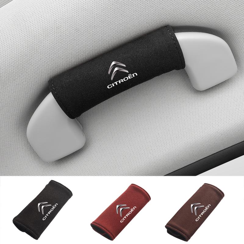 AQP4 Car Interior Roof Handle Cover Suede Roof Grab Handle Grip For Citroen C3 C4 C5 C1 C2 Berlingo Celysee Xsara Picasso Accessories