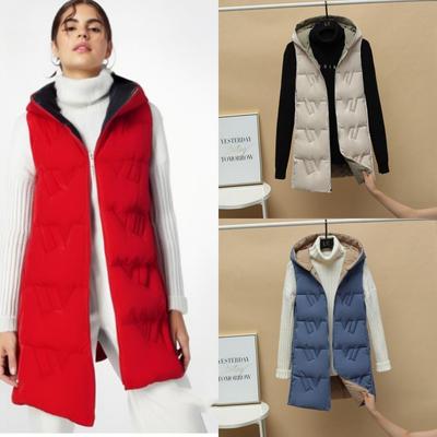 Осенне-зимний женский однотонный свободный жилет с капюшоном, длинный двусторонний жилет, куртка с хлопковой подкладкой, женский ветрозащитный теплый жилет