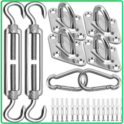 Kit De Fixation Pour Voile D'ombrage - AIMOONSA - 15,2 Cm - Acier Inoxydable 304 - 40 Pièces - Tendeurs Réglables 20-30 Cm