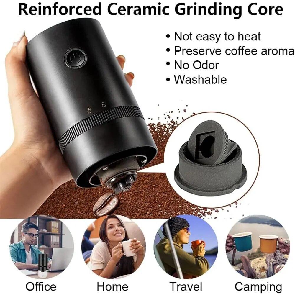 Portabl Grinder Electric Coffee Grinder Automatic Beans Mill Conical Burr Grinder Machine For Home Travel USB Rechargeable