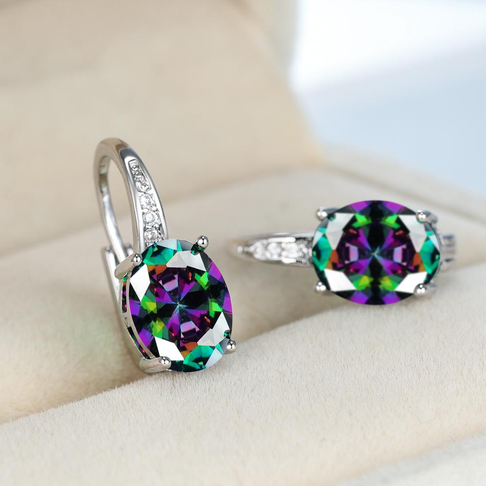 Модные серьги-крючки овальной огранки цвета морской волны, белые, синие, фиолетовые, зеленые, красные, с кристаллами, серьги-крючки с камнем, висячие серьги с CZ