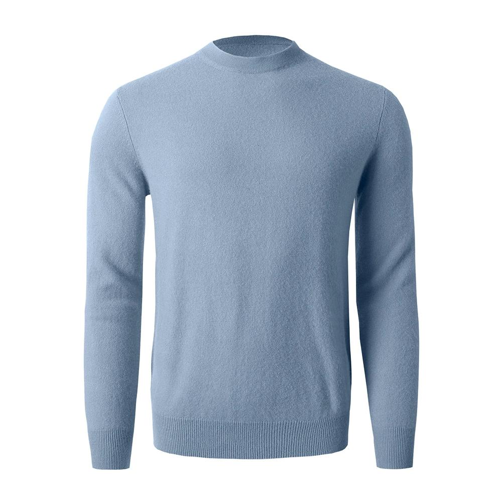 Men Cashmere Sweater Crewneck Solid Color Knited