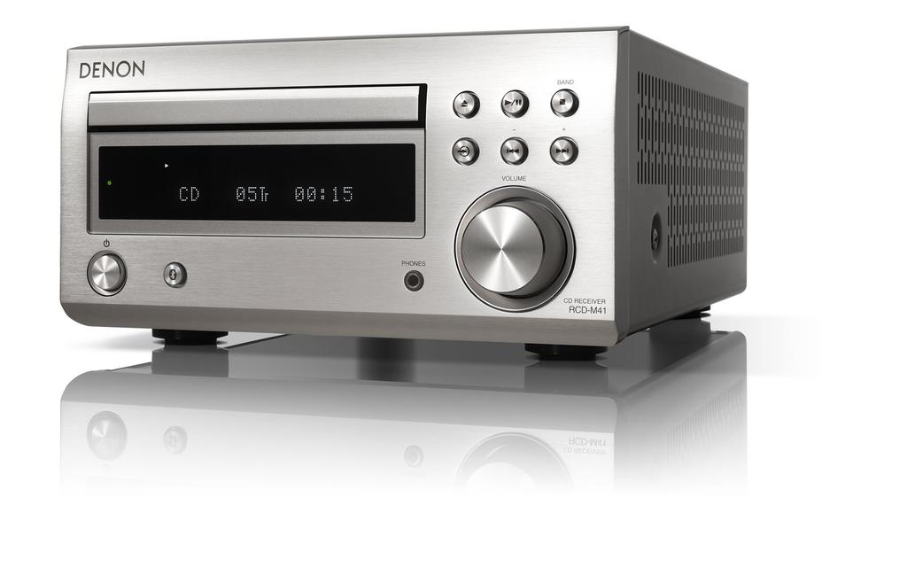 Denon Wide FM Radio Tuner with Discrete Amplifier Compatible CD Receiver Premium Silver RCD-M41 AM/FM Bluetooth® RCD-M41SP