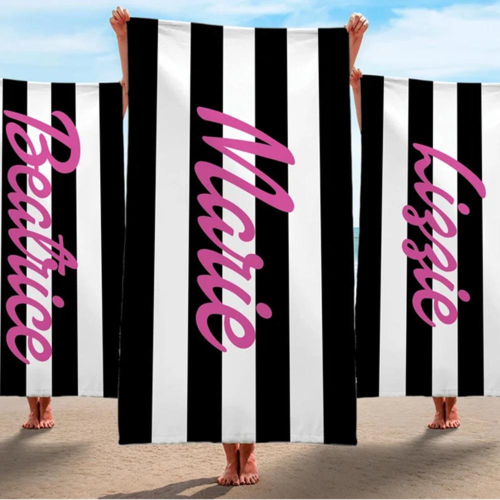 Striped Custom Name Beach Towel Bachelorette Trip Party Favors Personalized Pool Bath Towel Birthday Gift For Kids Adults