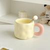 Ceramic Mug with Lid + Spoon Cute Female Office Coffee Cup Contrast Couple Household Water Cup