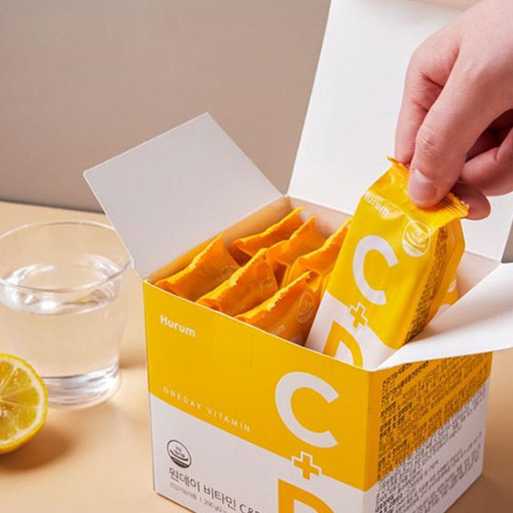 HURUM OneDay Vitamin C+D Здоровье клеток Здоровье костей Необходимый витамин C, витамин D [Упаковка BOX 2g x 100ea] [Mini Pack 2g X 10ea] Корейский витамин