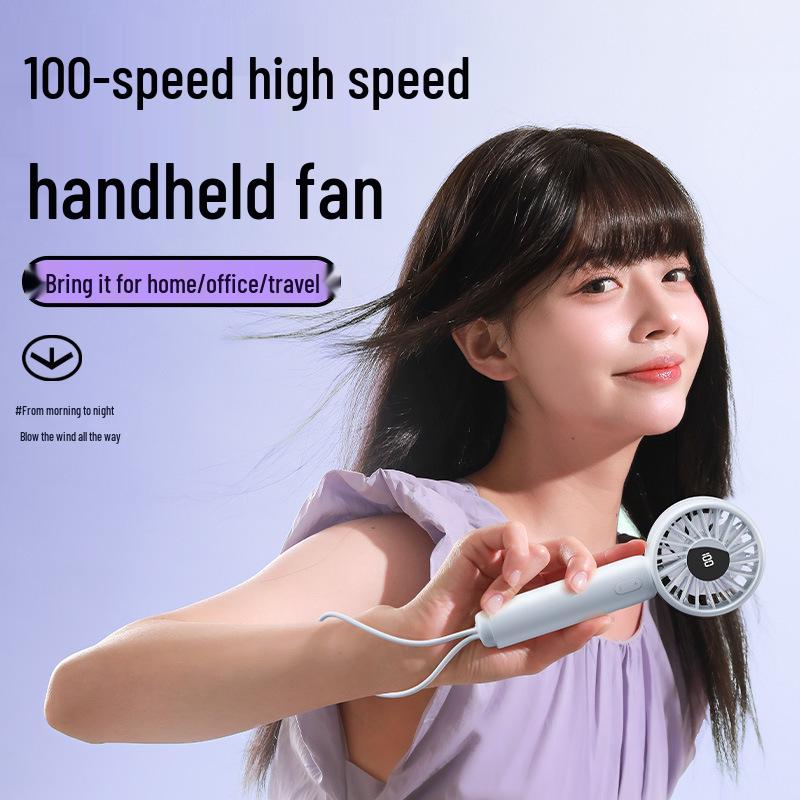 Rechargeable 100-Speed Mini Handheld Turbo Fan - Portable & Desktop Electric Fan