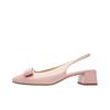 Туфли-лодочки из лаковой кожи с круглым носком, открытой пяткой, на блочном каблуке 4 см, украшенные бантом, цвета телесно-розовый CBN25-CRR