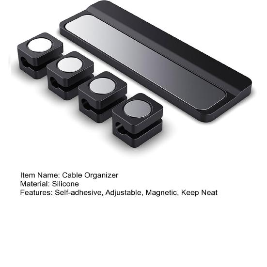 Cable Organizer Adjustable Magnetic Cable Clip Self-adhesive Cord Holder Home Office Under Desk Nightstand Wall Cable Management Organizer Cable Fixer