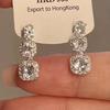 Серьги из серебра 925 пробы с корейским цирконом, геометрические, для женщин - Роскошный, сверкающий дизайн с квадратными бриллиантами, стиль знаменитостей