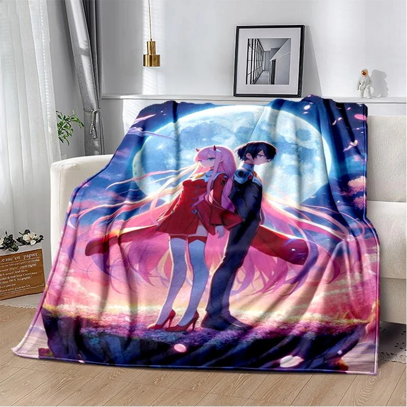 29 Style Cartoon Zero Two 002 Hiro Sexy Girl DARLING in The FRANXX Flannel Blanket,Soft Throw Blanket for Home Bedroom Bed Sofa