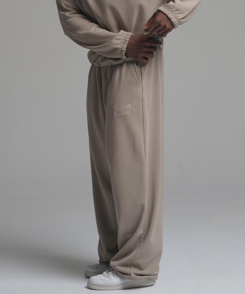 PHERMENON Oversized Pigment Wide String Jogger Pants - Beige