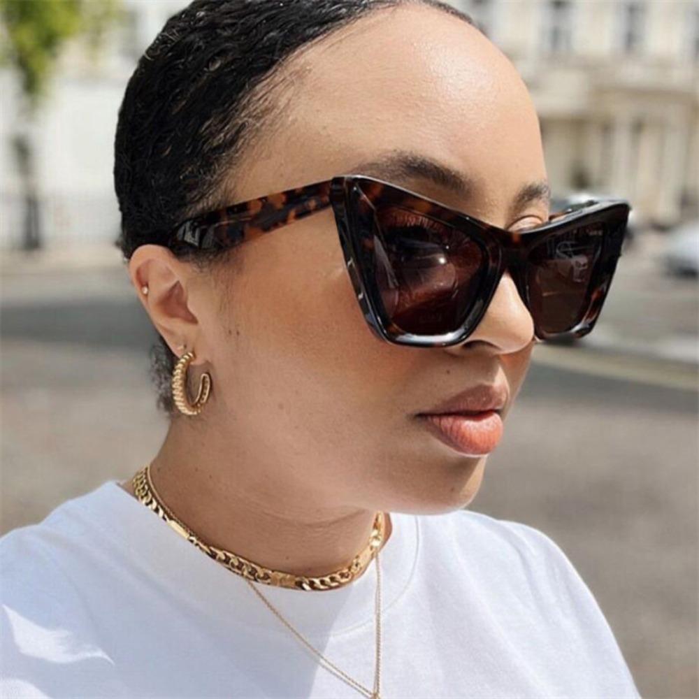 Punk Leopard Print Eyewear UV400 Wide Legs Sun Glasses Fashion Cat Eye Sunglasses  Travel