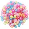 Jewelry Making Accessories Flat Bead Acrylic Letter Square Beads 100PCS Mixed Color DIY for