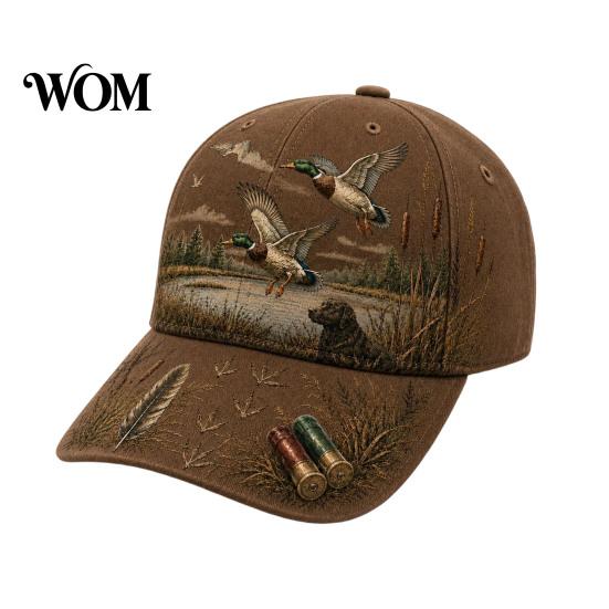 Unisex Daily Travel Hat Vintage Hunting Baseball Cap, Duck Dog Pattern Hat, Breathable Moisture Outdoor Camo for Men Women Wicking Adjustable