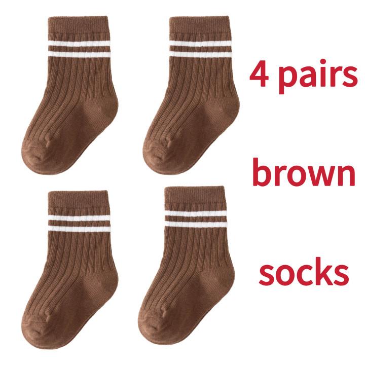 4 пары/комплект Детские носки в полоску из чистого хлопка в рубчик для малышей, носки до щиколотки, упаковка, мягкие детские аксессуары, одежда для мальчиков 0-5 лет