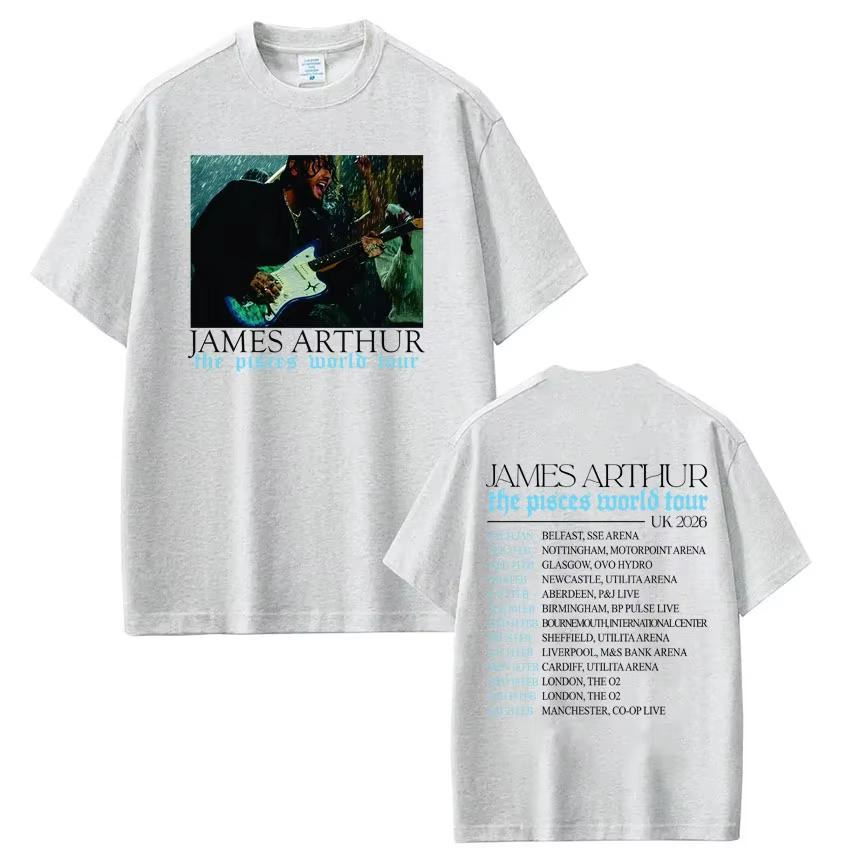 Rapper James Arthur Pisces World Tour 2026 Print Tshirt Unisex Women Hiphop Tshirt Casual pure Cotton Tshirts Streetwear