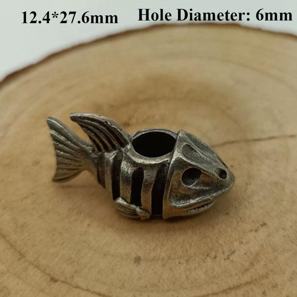 Retro Tiger Double-layer Skull Brass Bead Charms Bracelet Lanyard Pendant EDC Outdoor Tool