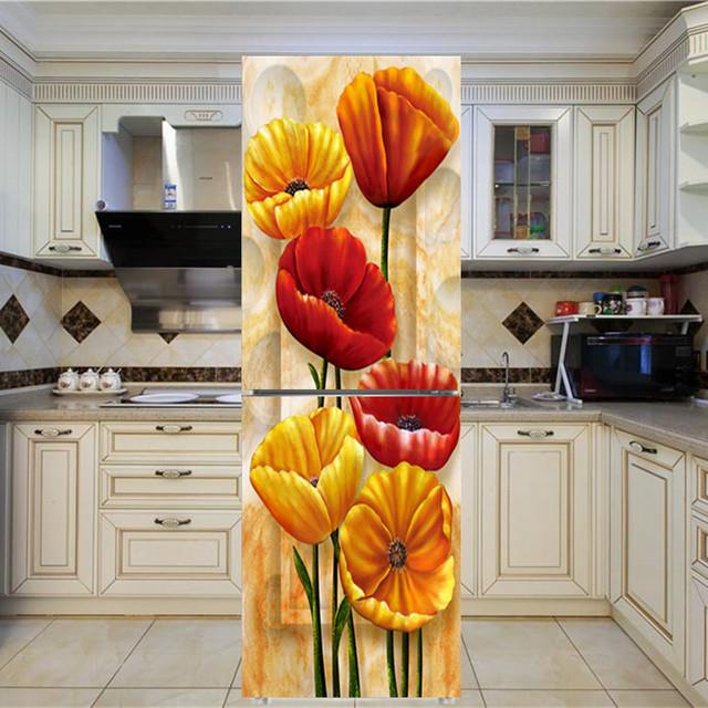 Art New Rose стикер на холодильник с цветочным узором, наклейки на стену, украшение дома, кухня, настенная роспись, декор, современный ремонт