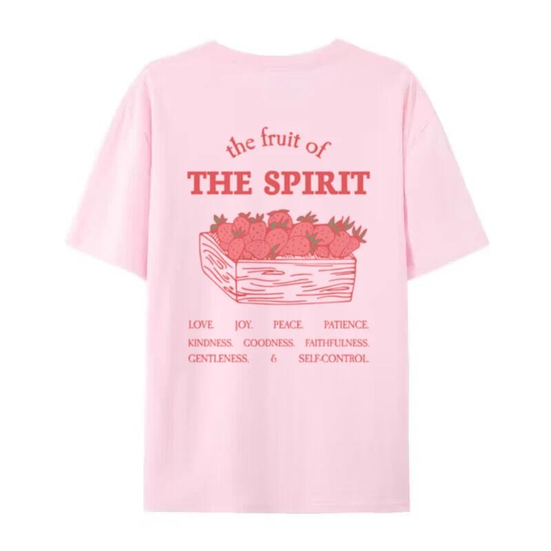 Women Cute Y2k Strawberry Tshirts Fruit of Spirit Bible Verse TShirts Retro Aesthetic Christian Streetwear Unisex Church Merch