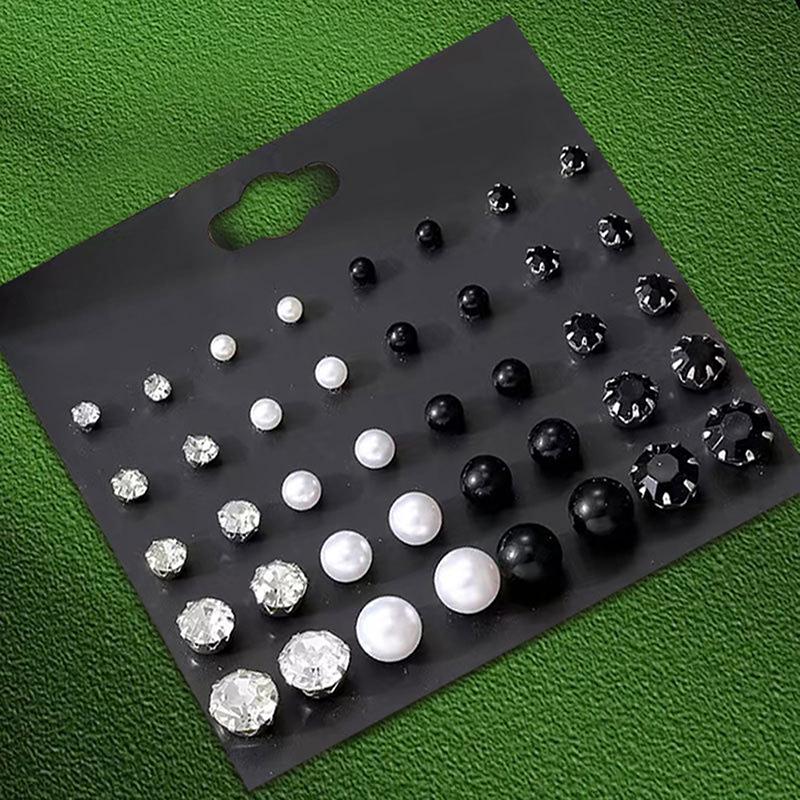 1Set Shiny Simple Wedding Stud Earrings Set For Women Men Luxury Stud Earrings Jewelry Accessories Gifts