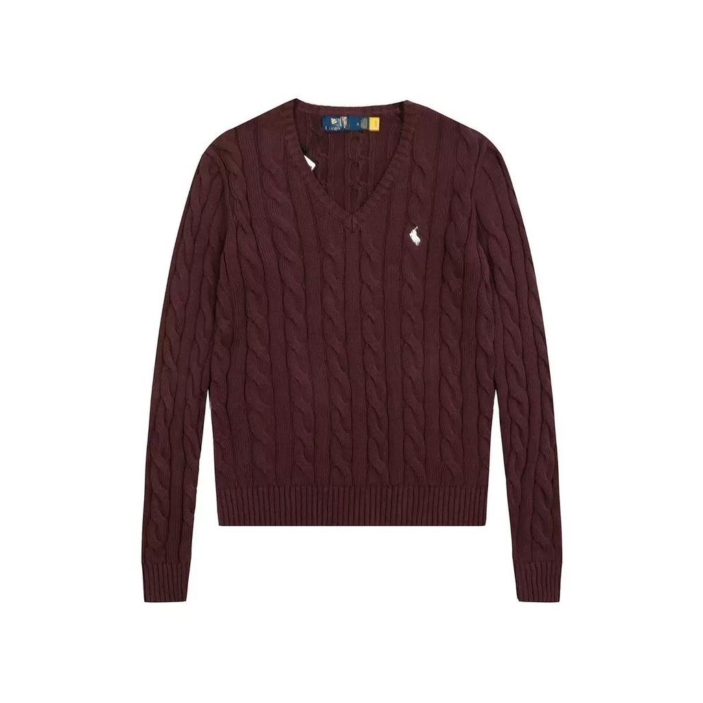 Женский Свободный Вязаный Свитер с Длинным Рукавом Осень Зима Внутренняя Одежда V-образный Вырез Вышитый Узор Кисточки Косы Корейский Стиль Топ