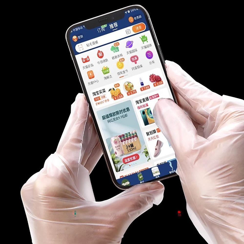 100Pcs Transparent Disposable Gloves S/M/L/XL Latex Free Gloves Durable Cleaning Gloves  Household