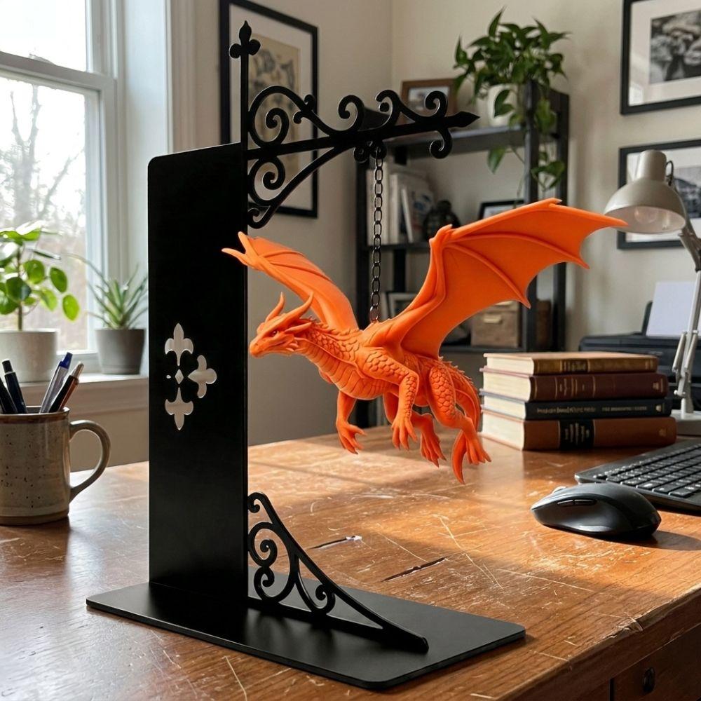Fantasy Dragon Bookshelf Lamp Gothic Library Bookshelf Lamp Dragon Bookend Light  Reading Nook