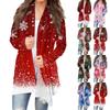 Women's Fashion Casual Christmas  Print Medium Length Cardigan Jacket Coat