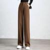 Women's Wool Fleece-Lined High-Waisted Wide-Leg Pants for Autumn/Winter 2025