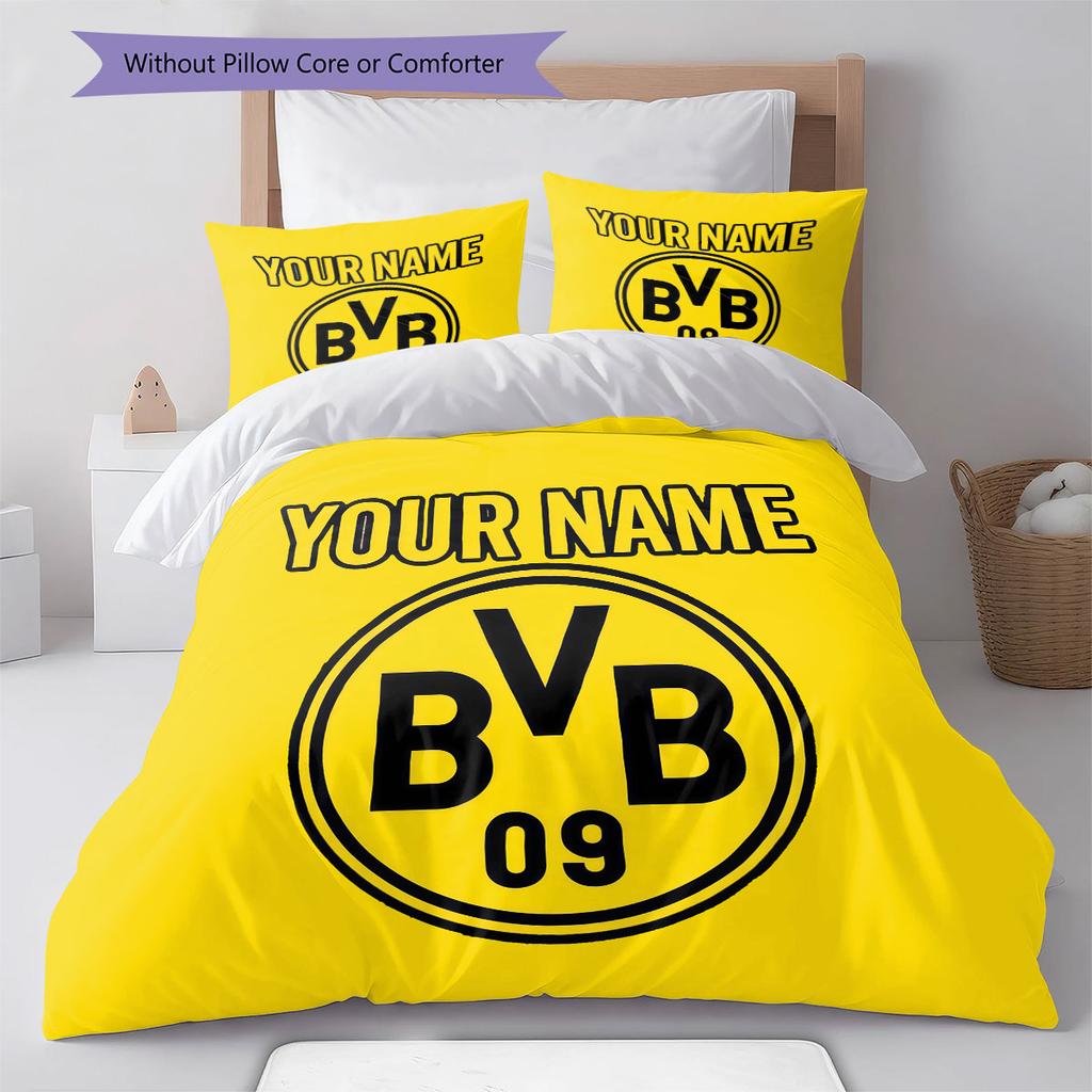 Custom Name,Borussia Dortmund Pattern Bedding Home Decoration Birthday Gift ( 1 duvet cover + 2 pillowcase, without core),fan merchandise.