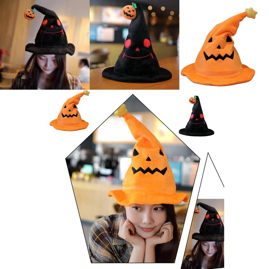 Хэллоуин Электрическая Тыква Шляпа Эльфа Фестиваль Привидений Вечеринка Костюм Плюшевая Игрушка Желтый 30*30*40см Черный 30*30*40см
