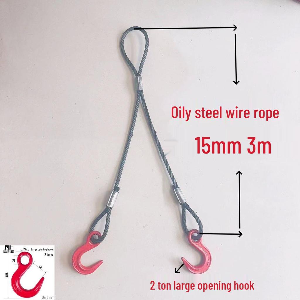 Двухветвевой строп из плетеного стального каната с крюками для такелажа при обслуживании кранов