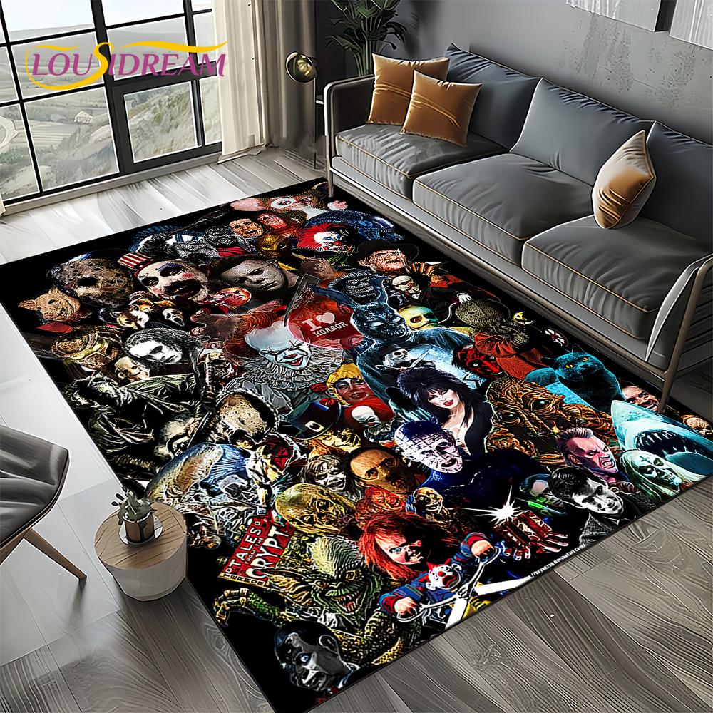 Ковер Коврик Персонаж Фильма Ужасов Чаки Пеннивайз Хэллоуин Пила для Гостиной Спальни Дома Украшение Дивана, Нескользящий Напольный Коврик