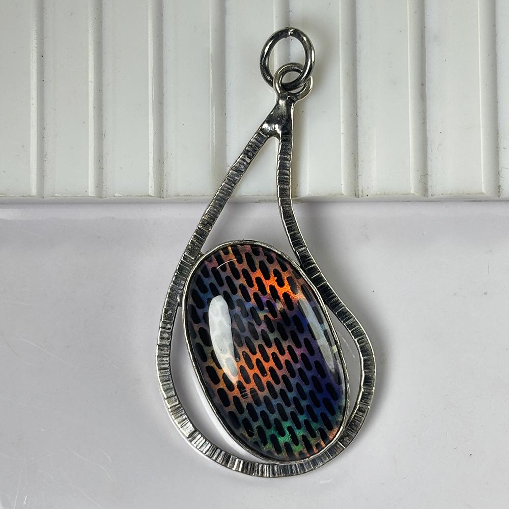 Natural Opal Pendant Multicolor 35 ct Oval Shape 925 Sterling Silver October Birthday Birthstone