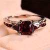 925 Silver Red Zircon Ring - European/American Style Women's Wedding Festival Accessory