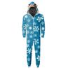Christmas Print Family Matching Hooded Long Sleeved Zippered Jumpsuit Set