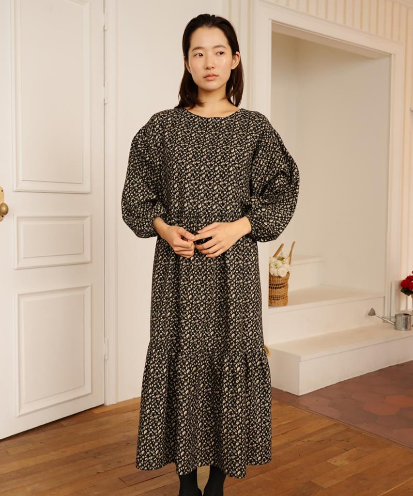 CHIQUITA Flower Balloon Dress Black