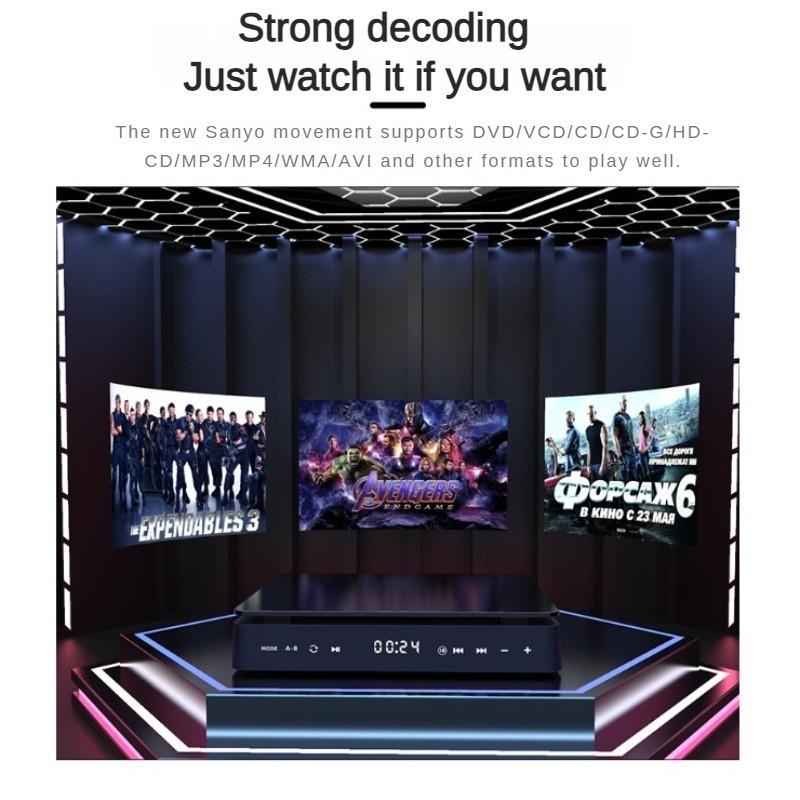 10W Household Touch Panel DVD Player 1080P HD Eye Protection CD Player New Sanyo Movement Children's Mini VCD Machine 170*170*65mm