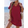 Knitted Tank Dress With Pockets And Deep V Neck For Beach And Travel Use
