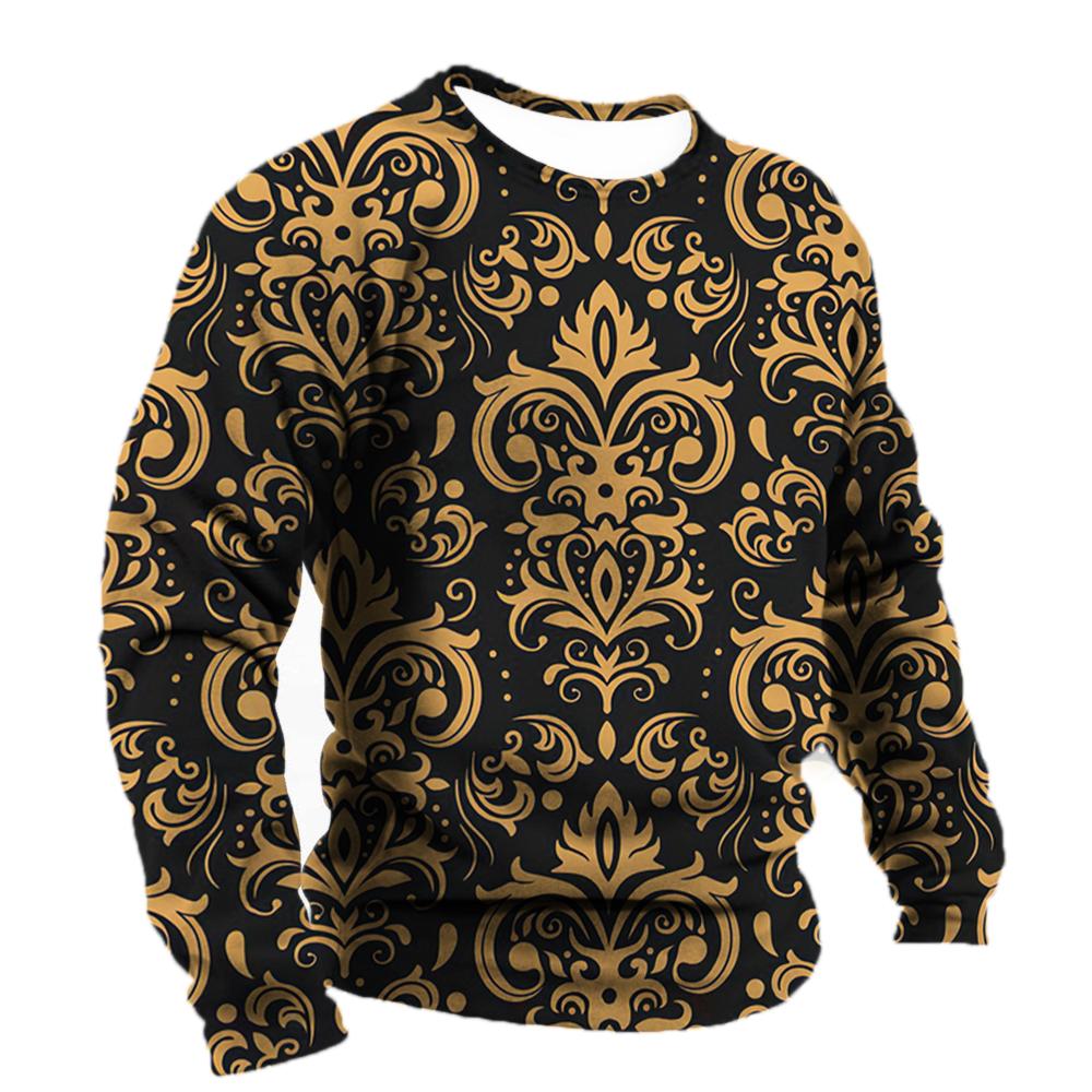 Роскошные социальные рубашки мужские хлопковые футболки футболки с барочной графикой модные 3d футболки уличные толстовки с круглым вырезом повседневная одежда