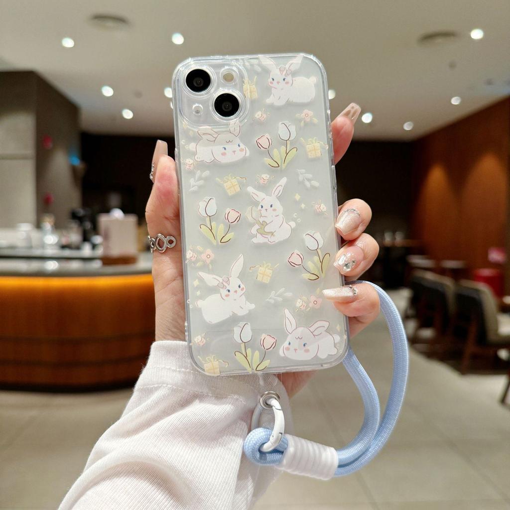 Чехол с изображением кролика и цветка для Apple iPhone 11/12/13/14/15