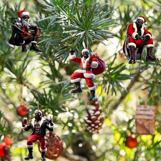 4 шт. Санта-Клаус Рождественское украшение 2D Акриловый автомобильный аксессуар Рождественская елка подвесное украшение для праздничного декора