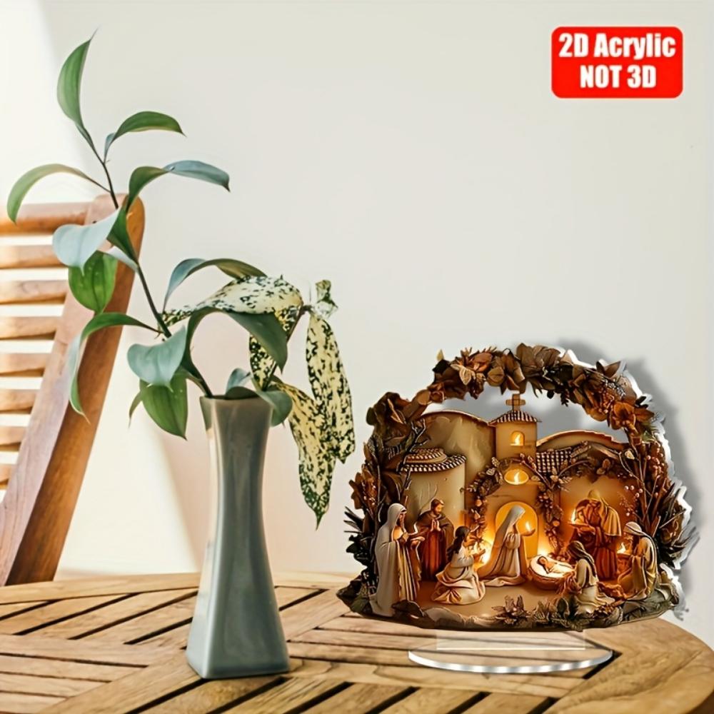 Рождественский вертеп, плоский акрил 2D, настольное украшение, подходит для гостиной, офиса, подарков, Рождества, Хэллоуина