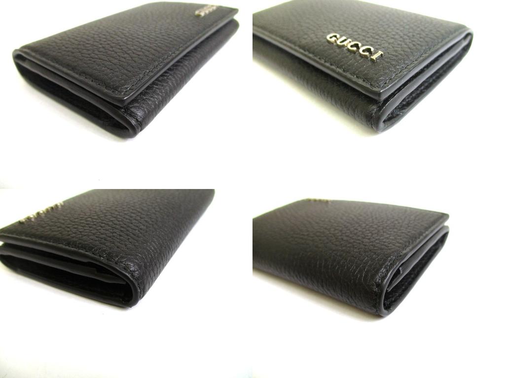 Оригинальный держатель для визиток/кредитных карт из черной кожи с логотипом GUCCI #a784 Восстановленный